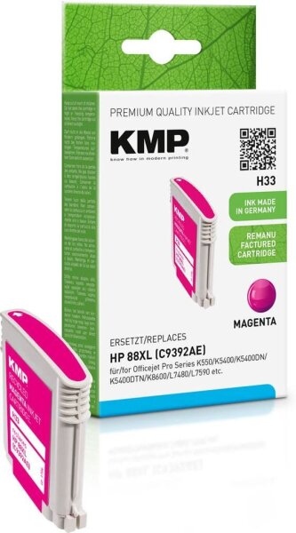 KMP H33 magenta Druckerpatrone kompatibel zu HP 88XL (C9392AE)