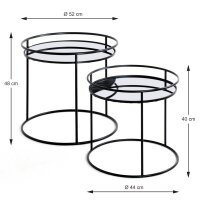 HAKU Möbel Beistelltische-Set rund Glas schwarz, 1 Set