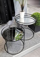 HAKU Möbel Beistelltische-Set rund Glas schwarz, 1 Set