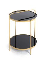 HAKU Möbel Beistelltisch rund Glas schwarz, gold...