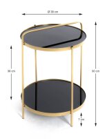 HAKU Möbel Beistelltisch rund Glas schwarz, gold...