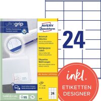AVERY Zweckform Etiketten 3475 weiß 70,0 x 36,0 mm,...