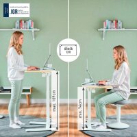 LEITZ Ergo Compact höhenverstellbarer Schreibtisch weiß rechteckig, A-Fuß-Gestell weiß 65,0 x 46,0 cm