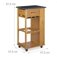 relaxdays Servierwagen ALFRED L braun 47,5 x 37,5 x 81,5 cm