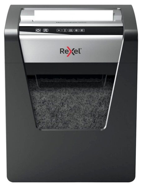 Rexel Momentum M510 Aktenvernichter mit Partikelschnitt P-5, 2 x 15 mm, bis 10 Blatt, schwarz