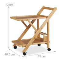relaxdays Servierwagen braun 40,5 x 65,0 x 70,0 cm