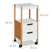relaxdays Servierwagen braun 30,0 x 30,0 x 69,0 cm