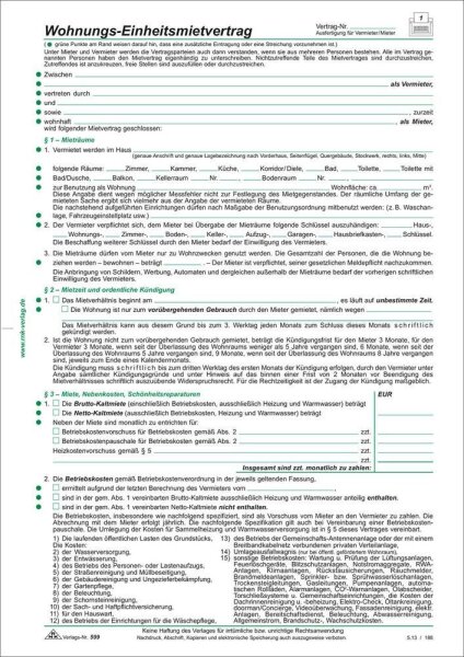 RNK-Verlag 599 Mietverträge für Wohnungen, 50 St.