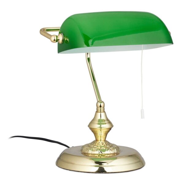 relaxdays Tischlampe grün, gold