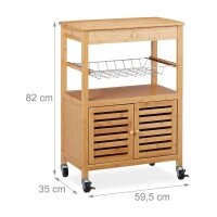 relaxdays Servierwagen braun 59,5 x 35,0 x 82,0 cm