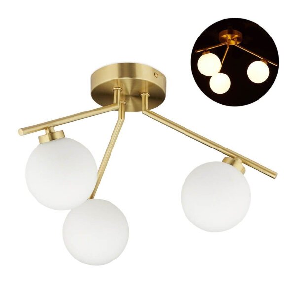relaxdays GLOBI Deckenleuchte gold, weiß