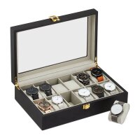 relaxdays Uhrenbox schwarz 31,0 x 20,0 x 8,0 cm  ( 10027256_0 )