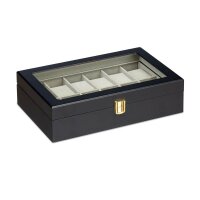 relaxdays Uhrenbox schwarz 31,0 x 20,0 x 8,0 cm  ( 10027256_0 )