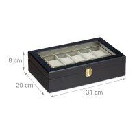 relaxdays Uhrenbox schwarz 31,0 x 20,0 x 8,0 cm  ( 10027256_0 )