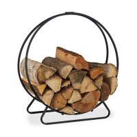 relaxdays Kaminholzkorb schwarz 61,0 x 26,0 x 65,0 cm, 1 St.