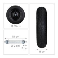 relaxdays Sackkarrenrad luftbereift schwarz Stahl Felgen, Achse 2,0 cm