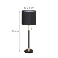 relaxdays Tischlampe schwarz, gold
