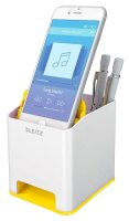 LEITZ Stiftehalter WOW Duo Colour perlweiß/gelb Polystyrol 2 Fächer 9,0 x 10,1 x 10,0 cm