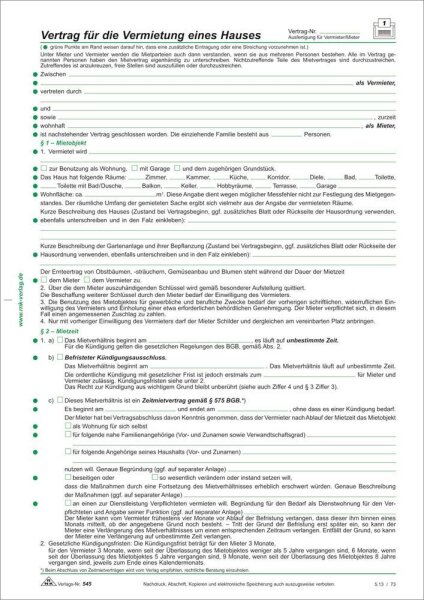 RNK-Verlag 545 Mietverträge für Häuser, 50 St.
