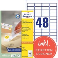 AVERY Zweckform Etiketten L4736REV-100 weiß 45,7 x 21,2 mm, 100 Blatt