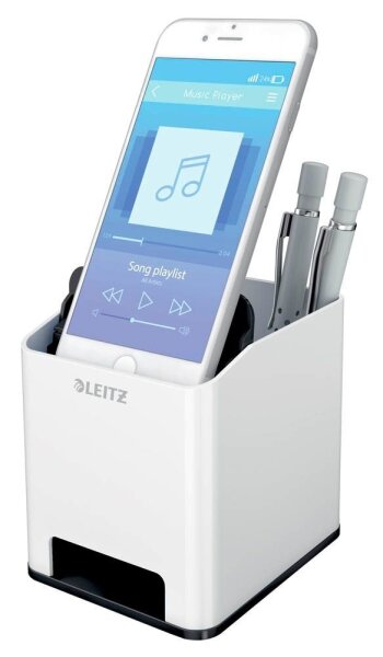 LEITZ Stiftehalter WOW Duo Colour perlweiß/schwarz Polystyrol 2 Fächer 9,0 x 10,1 x 10,0 cm