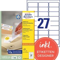 AVERY Zweckform Etiketten L4737REV-100 weiß 63,5 x 29,6 mm, 100 Blatt