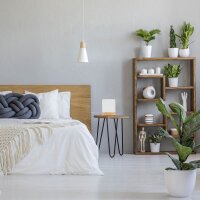 relaxdays Tischlampe braun, weiss