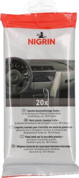 NIGRIN feuchte Reinigungstücher Kunststoffpflege 1-lagig weiß, 20 St.
