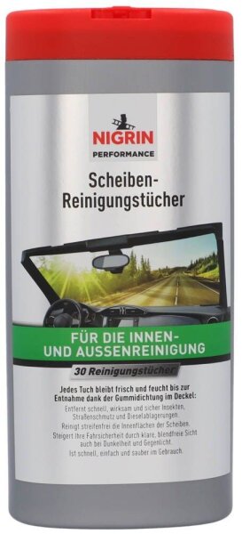 NIGRIN feuchte Reinigungstücher Perfomance Scheiben 1-lagig weiß, 30 St.