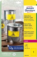AVERY Zweckform wetterfeste Folienetiketten L6111-20 gelb 210,0 x 297,0 mm, 20 Blatt