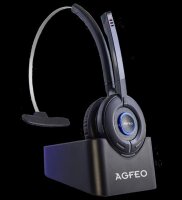 AGFEO Dect Headset IP, schnurloses Headset. ?Anschlussart: über DECT IP-Basis ?Mikrofon-Stummschaltu