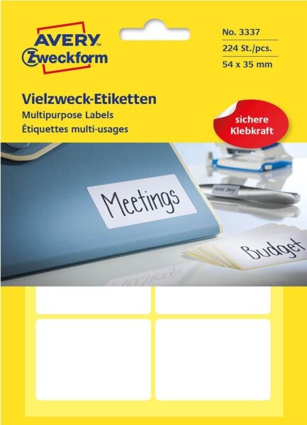 AVERY Zweckform Etiketten 3337 weiß 54,0 x 35,0 mm, 224 Etiketten