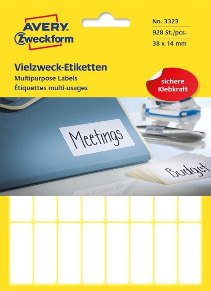 AVERY Zweckform Etiketten 3323 weiß 38,0 x 14,0 mm, 928 Etiketten