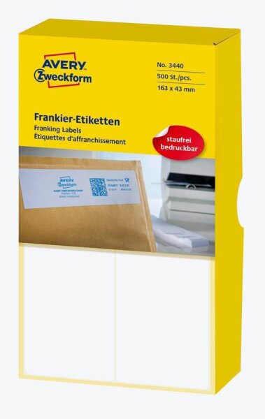 AVERY Zweckform Frankieretiketten 3440 weiß 163,0 x 43,0 mm, 500 Etiketten