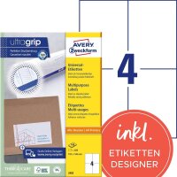 AVERY Zweckform Etiketten 3483 weiß 105,0 x 148,0...