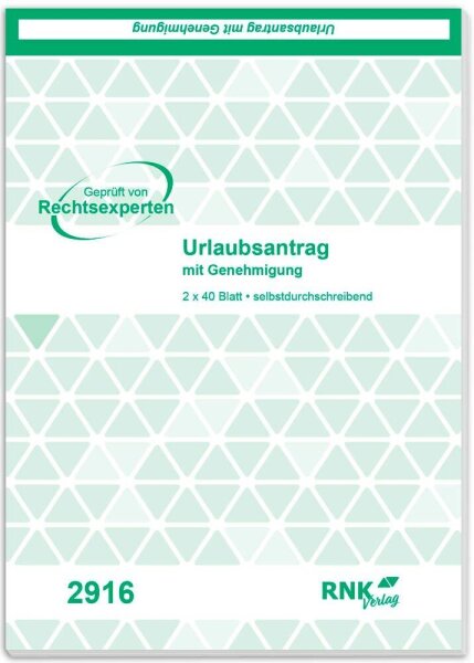 RNK-Verlag Urlaubsabwesenheitsmeldung Formularbuch 2916, 1 St.
