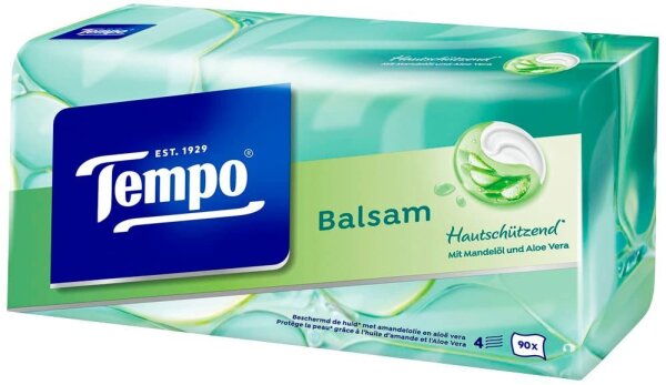 Tempo Taschentücherbox Balsam 4-lagig weiß, 90 Tücher