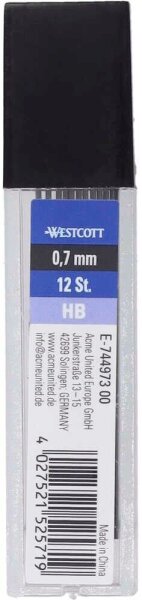 WESTCOTT Feinminen-Bleistiftminen schwarz HB 0,7 mm, 12 St.