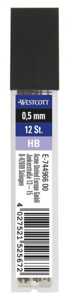 WESTCOTT Feinminen-Bleistiftminen schwarz HB 0,5 mm, 12 St.