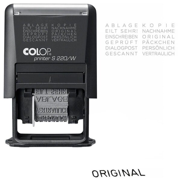 COLOP Textstempel Printer S 220/W N selbstfärbend schwarz ohne Logo, 1 St.