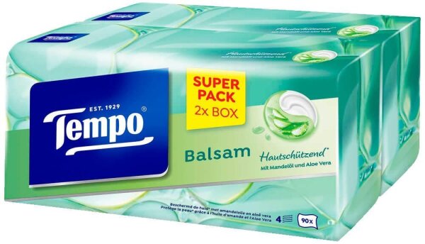 Tempo Taschentücherbox Balsam 4-lagig weiß, 180 Tücher