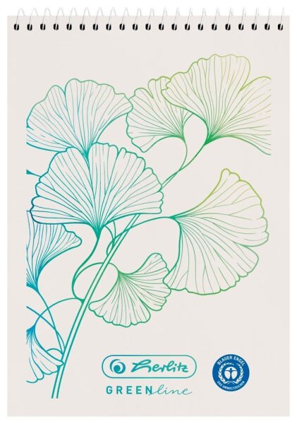 herlitz Notizblock Greenline Gingko DIN A7 kariert, 1 St.
