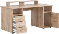 MÖBELPARTNER Niels light Schreibtisch wildeiche rechteckig, Wangen-Gestell eiche 150,0 x 70,0 cm