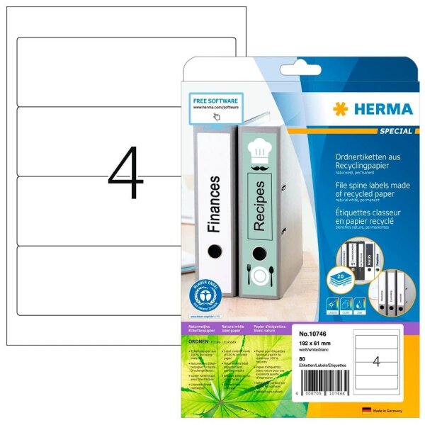 HERMA Ordneretiketten weiß, 20 Blatt