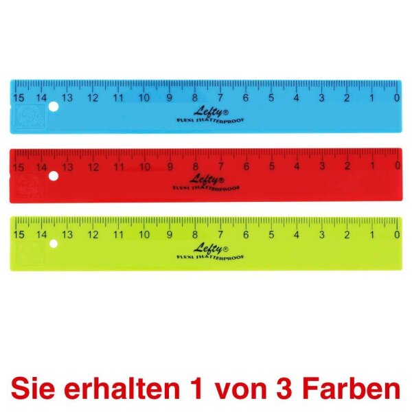 KUM Lineal L1 Flexi® TB Lefty® 15,0 cm, farbsortiert