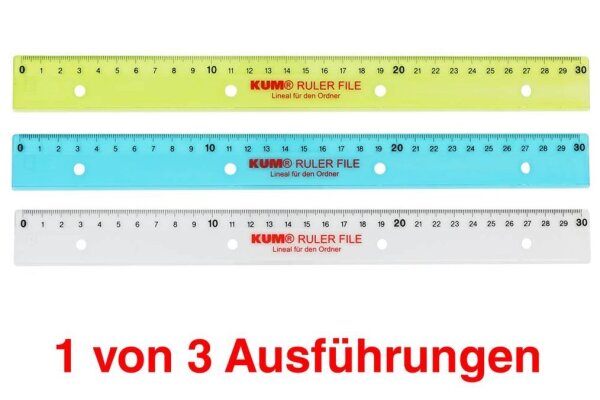 KUM Lineal 30,0 cm, grün, blau, transparent