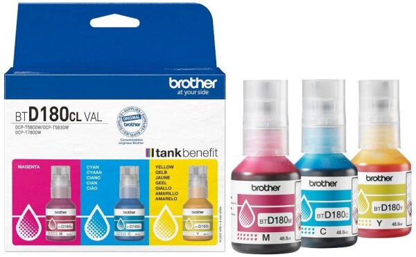 brother BTD180CLVAL cyan, magenta, gelb Tintenflaschen, 3er-Set