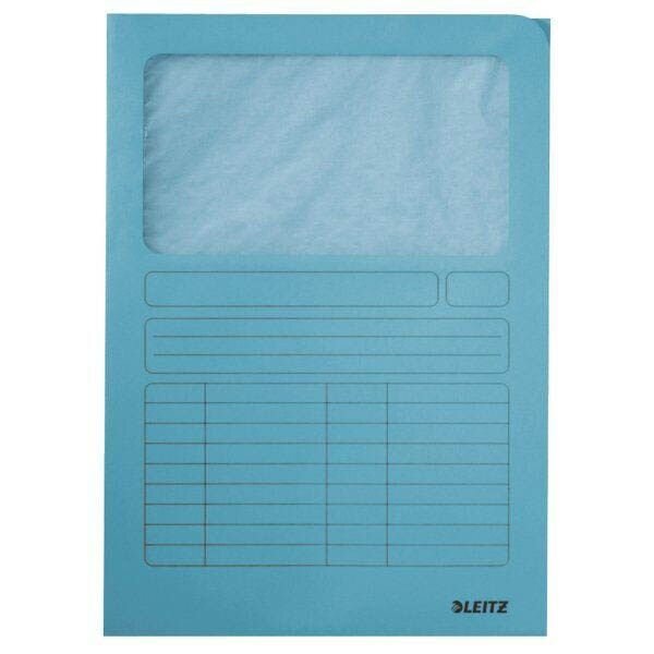 LEITZ Dokumententaschen 3950 DIN A4 blau glatt, 100 St.