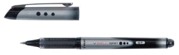 PILOT V-BALL GRIP 07 Tintenroller schwarz/silber 0,4 mm, Schreibfarbe: schwarz, 1 St.