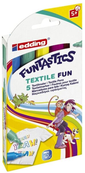 edding Funtastics Textilmarker farbsortiert 2,0 - 5,0 mm, 5 St.